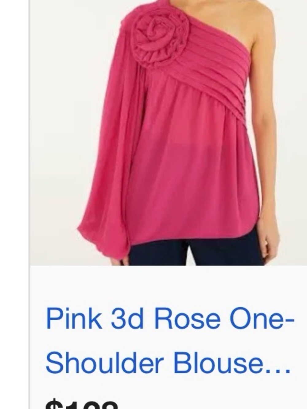 FARM Rio Hot Pink One-Shoulder Blouse with 3D Rose